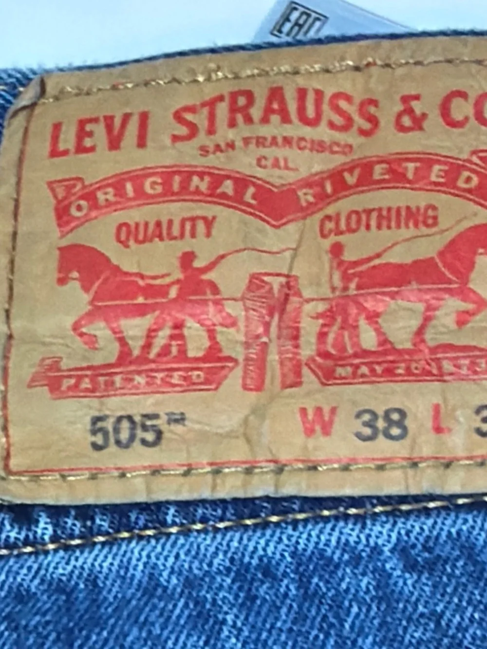 Levi's 505 Cotton Denim Blue Jeans 38x34